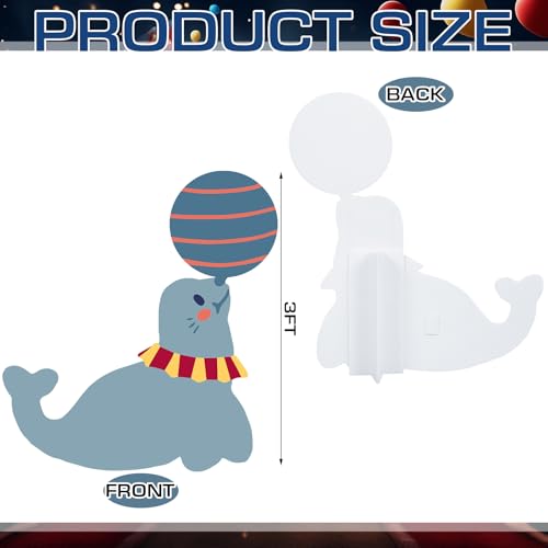 Colingmill Carnival Circus Party Decoration 3ft Circus Theme Birthday Party Supplies Seal Show Cardboard Cutout Standup Photo Booth Backdrop Props Life Size for Birthday Carnival Game Weddings Events - style: Seal Show