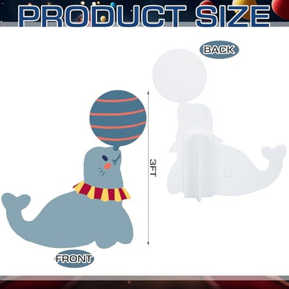Colingmill Carnival Circus Party Decoration 3ft Circus Theme Birthday Party Supplies Seal Show Cardboard Cutout Standup Photo Booth Backdrop Props Life Size for Birthday Carnival Game Weddings Events - style: Seal Show