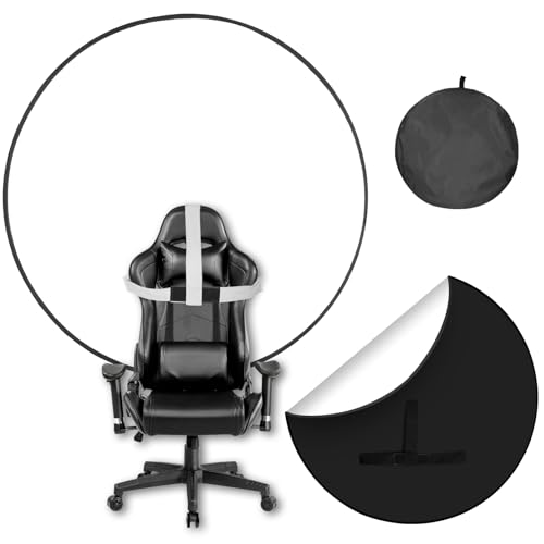 Portable Black White Screen Chair, 57 in Greenscreen Backdrop with Stand Double Sided Foldable Green Background, Chroma Key, for Photography Streaming Gaming Photo Zoom Video Chats and Meeting - color: White/Black Screen