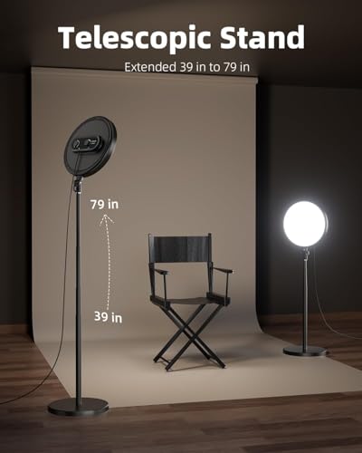 Weilisi Large Ring Light with 79" Stand, 6500K Professional Full-Screen Big Ring Light with Stand and Phone Holder, Selfie Light with Remote for Studio Video Photography, TikTok, YouTube, Live Stream