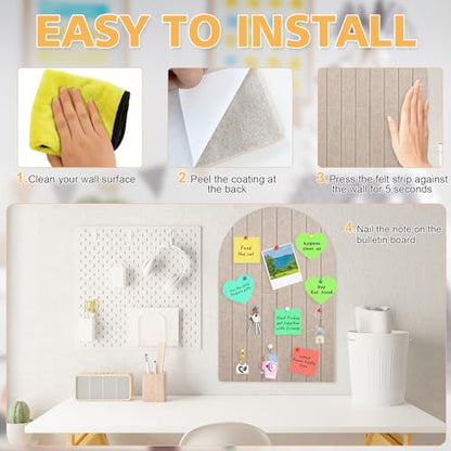 2 Pcs Foldable Felt Bulletin Board, 0.35" Thick Arch Fabric Pin Board with Adhesive Sticker, Large Cork Boards Wall Mount Memo Boards for Office Bedroom Living Room, Decorative Board (24x16 inch) - size: 24x16 inch
