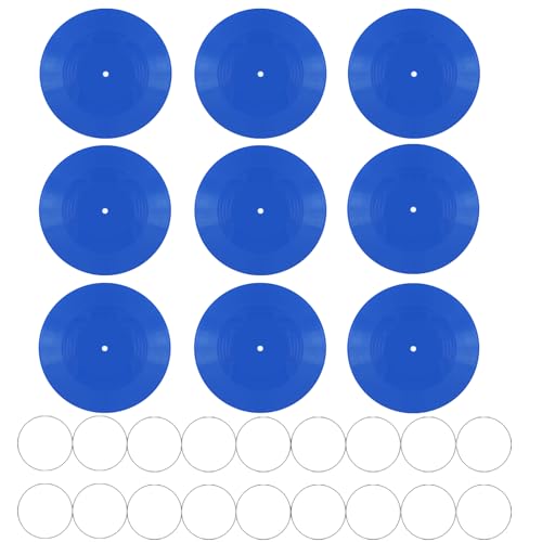FACHPINT 9PCS Blue Records for Wall Aesthetic 7 Inch Blank Vinyl Records, Music Wall Decor for Graffiti, Fake Records Props,Record Decorations for Party Wedding Signing Hippie Room Decor - color: Blue