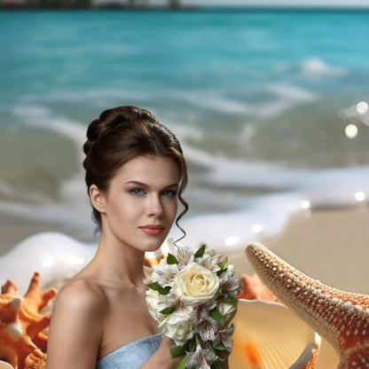 Seashells Starfish on Beach Backdrop Background for Photography 5x7ft Photobooth Professional Photo Backdrop Curtains Video Photography Studio Photo Backgrounds Banner Booth Background Screen Parties - color: Seashells Starfish On Beach