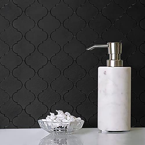 STICKGOO Arabesque Peel and Stick Backsplash Tile, Stick on Backsplash for Kitchen and Bathroom, Black Metal and Composite Mosaic Tiles (10 Sheets) - color: Black