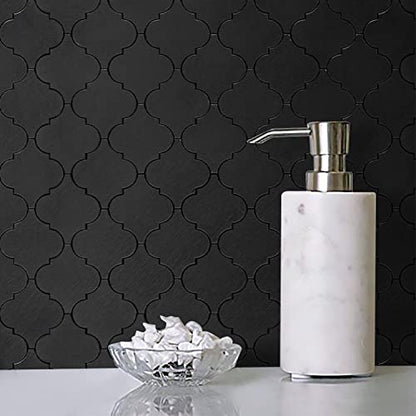 STICKGOO Arabesque Peel and Stick Backsplash Tile, Stick on Backsplash for Kitchen and Bathroom, Black Metal and Composite Mosaic Tiles (10 Sheets) - color: Black