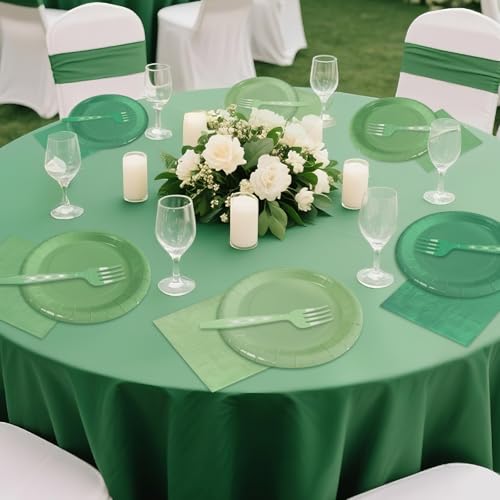 Serves 35 Guests Gradient Sage Green Plates and Napkins Party Supplies,7" Gradient Sage Green Birthday Dessert Paper Plates and Napkins,Disposable Party Dinnerware for Wedding,Graduation - color: Gradient Sage Green