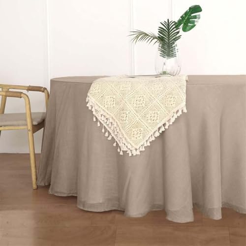 Efavormart 120" Taupe Premium Faux Linen Round Tablecloth | Textured Wrinkle Free Tablecloth - color: Taupe, size: 120" (Round)
