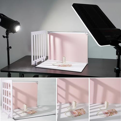 Yoocheese Photo Backdrop for Product Photography - Tabletop Backdrop Kit with 20 Background Patterns & 2 Shadow Board Props for Food, Jewelry, Cosmetics, Skincare & Small Products - 16.5x11.7 Inch - color: Light