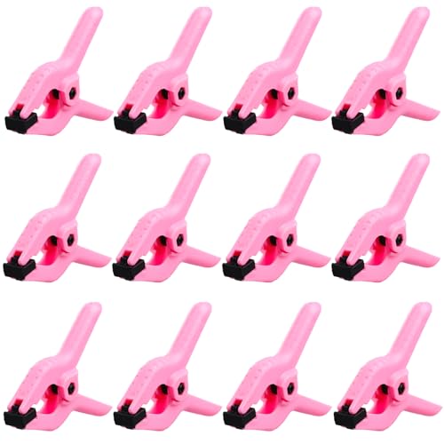 12 Pack 3.5 inch Plastic Spring Clamps, Pink Heavy Duty Spring Clips Clamps for Crafts, Backdrop Stand, Woodworking, Photography Studios, Home Improvement - color: Pink (3.5inch)