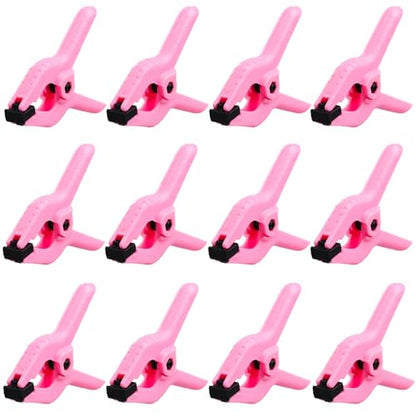 12 Pack 3.5 inch Plastic Spring Clamps, Pink Heavy Duty Spring Clips Clamps for Crafts, Backdrop Stand, Woodworking, Photography Studios, Home Improvement - color: Pink (3.5inch)
