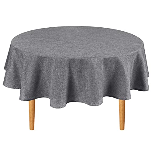 Hiasan Round Linen Tablecloth 30 Inch - Wrinkle and Stain Resistant Washable Polyester Fabric Table Cloth for Dining Room Kitchen Party, Grey - color: Grey, size: 30" (Round)