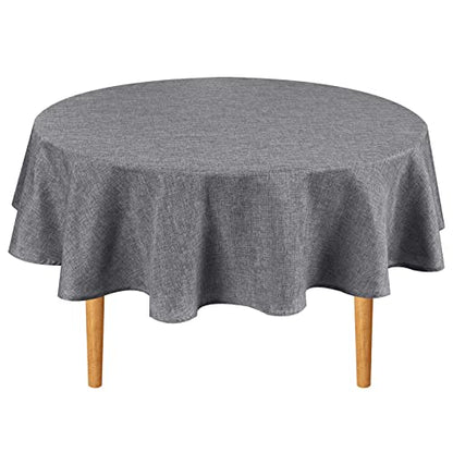 Hiasan Round Linen Tablecloth 30 Inch - Wrinkle and Stain Resistant Washable Polyester Fabric Table Cloth for Dining Room Kitchen Party, Grey - color: Grey, size: 30" (Round)