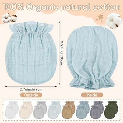Newborn Baby Muslin Mittens 0-6 Months No Scratch Elastic Wrist Soft Breathable Gloves Bulk Cotton for Infant - color: Sweet Color