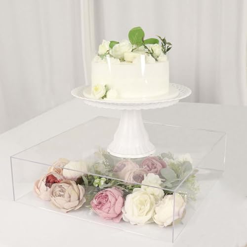 Efavormart 18"x18" Clear Acrylic Cake Box Stand, Transparent Display Pedestal Riser with Hollow Bottom, Lucite Cake Support for Weddings, Parties, and Large Scale Special Events - color: Clear, size: Clear18''x18''