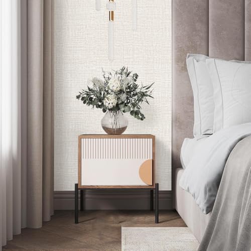 Beige Wallpaper Grasscloth Peel and Stick Wallpaper Contact Paper for Walls 17.7inx196.8in Textured Wall Paper Vinyl Grasscloth Removable Faux Linen Peel and Stick Beige Self Adhesive Vinyl - color: Beige, size: 17.7" x 196.8"