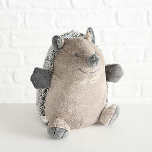 Happy The Hedgehog Door Stopper, Chubby, Gray, Beige, Furry, Embroidery Smile and Eyes, Paw Details, Plush Covered, Polyester, Sand Filling, 8 3/4 Diameter x 9 1/2 Inches Tall, Weighted 2 Pounds - color: Hedgehog