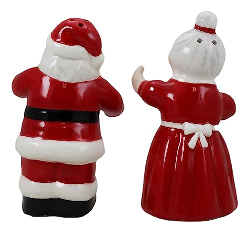 Ebros Gift 'Tis The Season Dancing Mr And Mrs Santa Claus Christmas Couple Salt And Pepper Shakers Set Ceramic Figurines Party Kitchen Tabletop Collectible Prop Jolly Holiday Decorative