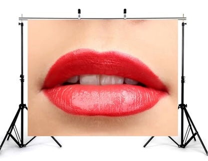 10x5ft Red Lips Backdrop Beauty Makeup Photography Background for Cosmetic Themed Party Photo Booth Decorations Tapestry Photo Booth Props - size: 10x5ft
