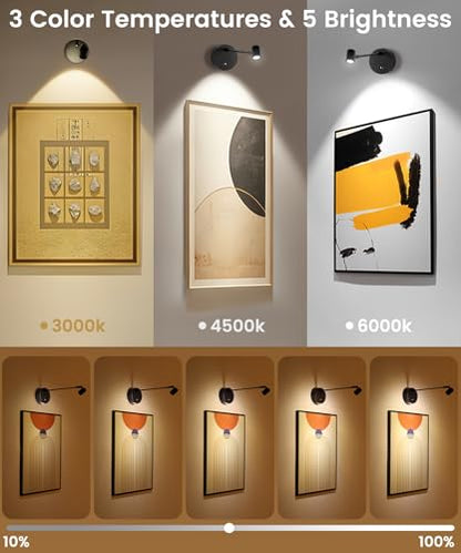 Wireless Battery Operated Picture Light for Wall,3 Color LED Art Lighting for Paintings,Magnetic Rechargeable Dimmable Poster Lights,Remote Control Gallery Light with Timer, Black (1 Pack) - color: 1 Pack
