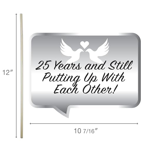25th Wedding Anniversary Photo Booth Props - Love Never Gets Old Themed Party Decorations - We Still Do Photography Supplies - Selfie Props with Sticks - 10pcs
