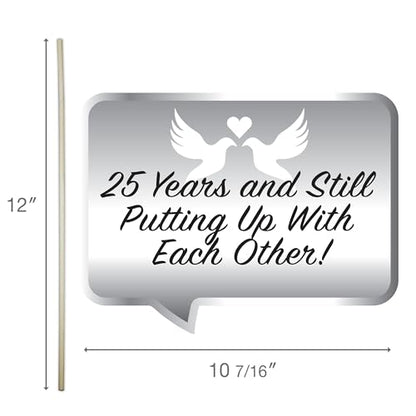 25th Wedding Anniversary Photo Booth Props - Love Never Gets Old Themed Party Decorations - We Still Do Photography Supplies - Selfie Props with Sticks - 10pcs