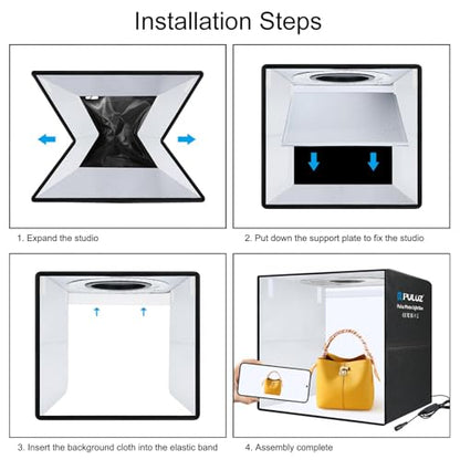 Light Box Photography 20x20in, PULUZ Portable Photo Studio Light Box with 200 LED Lights ＆12 Color backdrops Professional Photography Lighting Tent Kit for Big Product Photography Lightbox - color: 19.7x19.7x19.7in