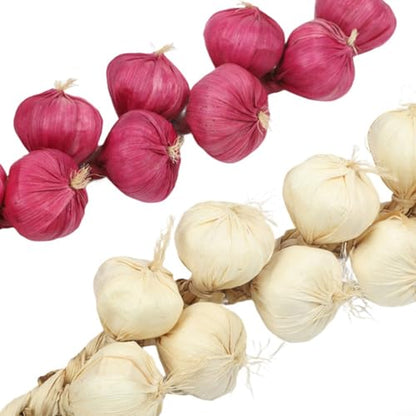 6Pcs Artificial Garlic String Decor Bulbs For Kitchen Wall Hanging, Rustic Dining Room Display And Culinary Photography Props