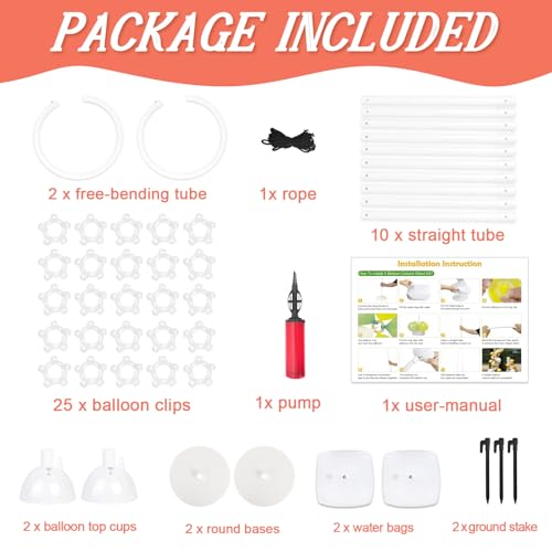 OurWarm 8.2FT & 6FT Balloon Arch Stand, Free Bending Top Balloon Arch Kit, Half Arch Balloon Stand with Base for Floor, Balloon Column Kit for Wedding Birthday Party Baby Shower Halloween Decorations - style: White Balloon Arch Stand