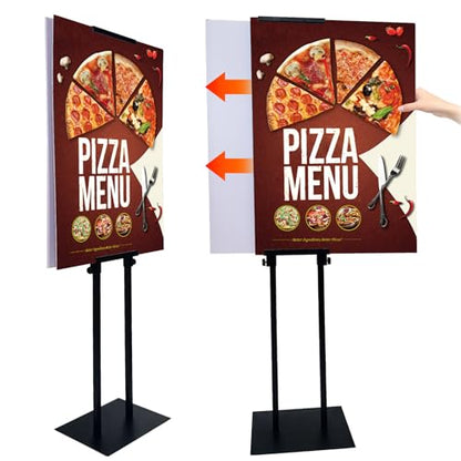 Heavy Duty Adjustable Pedestal Sign Stand, Double Sided Display Stand Adjustable to 80 inches for Poster Board & Foam Board, Column Sign Holder for Business Lobby, Wedding, Event, Black