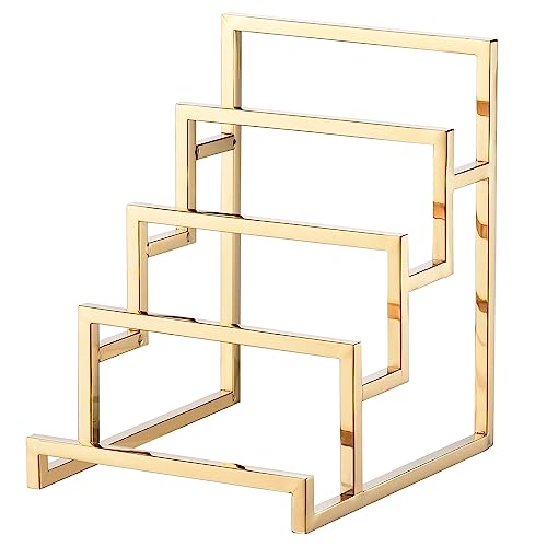 uxcell Clutch Purse Display Stand 4 Layer Wallet Display Rack Metal Clutch Holder Riser for Home Retail Store Supplies - Gold - color: Gold, size: 4 Layer