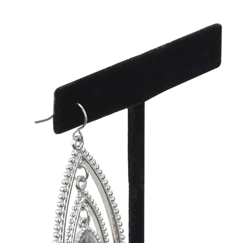 Ikee Design 6 Pcs Set Premium T- Shape Style Earring Display Stand, Earring Stand Jewelry Display for Showroom, Tradeshow, and Showcase, 2 1/2 W x 5 1/2 H in, Black Velvet - color: Black Velvet, 5.5" High