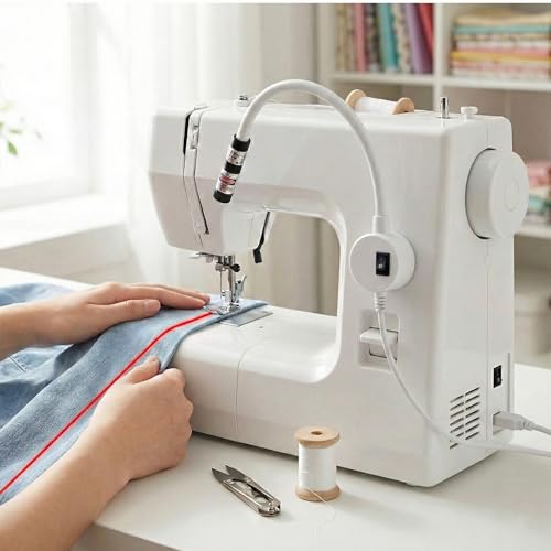 Teotranic Magnetic Sewing Machine Alignment Light - Precision Positioning Guide for Quilting & Straight Stitching - Professional Hands-Free Positioning Tool for Fabric (Red Cross Line) - color: Red Cross Line