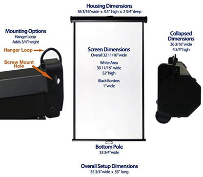 Retractable White Photo ID Backdrop for Passport Photos (Wall/Ceiling) - size: 30-11/16" W x 52" H