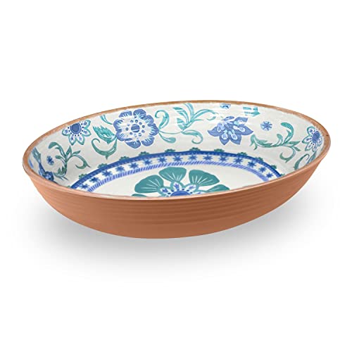 Abode Homewares Rio Turquoise 13.1'' Melamine Serving Bowl Durable Indoor/Outdoor, Shatter-Resistant, and Dishwasher Safe Serveware for Salad, Vegetables, Pasta, Popcorn, or Fruit - 91 oz - Multicolor - size: Oval Serve Bowl
