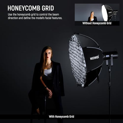 NEEWER 35.4'' Octagonal Softbox, Quick Release Parabolic Soft Box with Bowens Mount, Diffusers, Grid, Bag Compatible with Aputure 120d Compatible with Godox SL60w NEEWER Q4 AS600B CB300B Q300, NS92P - style: 35.4"/90cm Octagonal