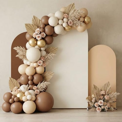 SmoothNovelty Set of 3 Wedding Arch Cover 4ft/5ft /6ft Spandex Fitted Wedding Arch Stand Covers 2 Sided Round Top Backdrop for Birthday Party Baby Shower Ceremony Banquet(Beige, Brown, White) - color: Beige, Brown, White