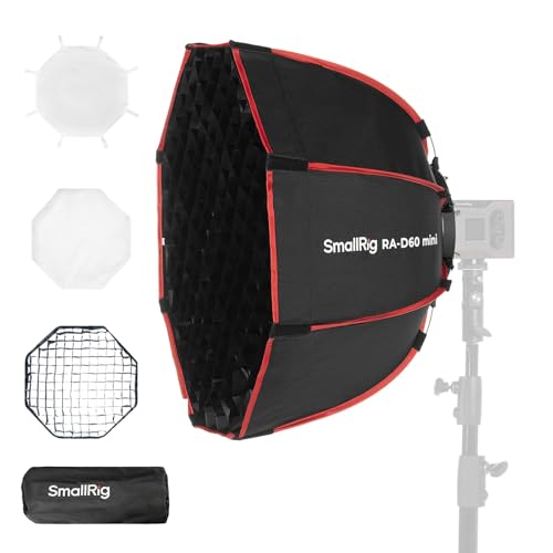 SmallRig RA-D60 Parabolic Softbox, 23.6" Quick Release Softbox with Carrying Bag, Compatible with SmallRig RC60 /RC100 Series COB Video Light for Photography Studio, Video Recording - size: 23.6 inches (Red)