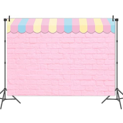 Pink Brick Wall Ice Cream Parlor Photography Background Princess Girl Kids Baby Girl Birthday Party Backdrops Dessert Cake Table Decor Props Supplies (8x6 FT) - size: 8x6 FT