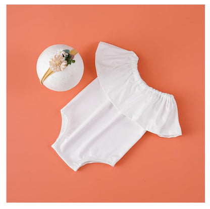 Newborn Photography Outfits Girl Baby Photo Tutu Dress Newborn Photoshoot Romper Baby Picture Lace Outfit - color: White7