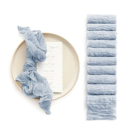 Ling's Moment Luxury Cloth Wedding Napkins - 19x19 Inch Reusable Cheesecloth Linen Napkins for Wedding Reception, Bridal Shower, Dinner Table - Washable, Durable (Set of 10), [Dusty Blue] - color: Blu-dusty Blue