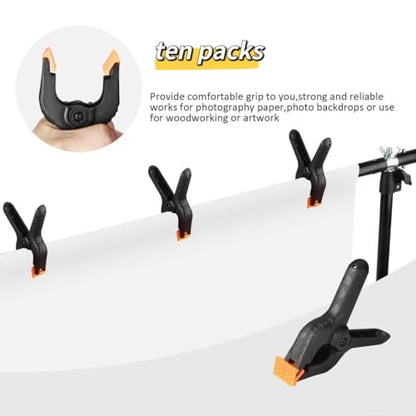 10 Pack 4.5 inch Plastic Large Spring Clamps Heavy Duty for Crafts or Plastic Clips ，Backdrop Clips Clamps for Backdrop Stand,Photography,Woodworking，Home Improvement