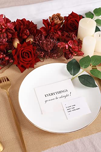 Floweroyal Artificial Flowers Combo Burgundy Flowers Mix Silk Flowers Dahlia Roses with Stems for DIY Wedding Bridal Bouquets, Baby Shower, Floral Arrangement, Table Centerpieces, Home Decorations. - color: Red
