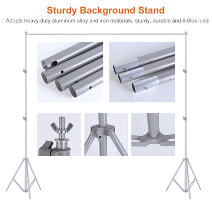 iMounTEK Backdrop Stand for Party, 6.5 * 9.84 ft Photographic Studio Photo Backgrounds Adjustable Photo Backdrop Stand Kits with a Carrying Bag Photo Backdrop Stand for Photography/Wedding(Silver) - color: Silver