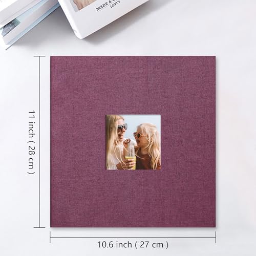 Vienrose Large Photo Album Self Adhesive for 4x6 8x10 Pictures Linen Scrapbook Album DIY 60 Blank Pages with A Metallic Pen - color: Purple, size: 11"x10.6" 60Pages
