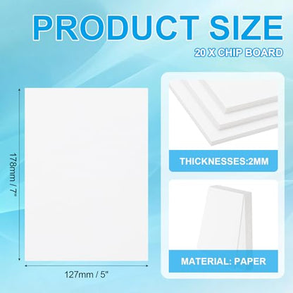 PATIKIL 7x5x0.08" Chipboard Sheets, 20Pcs 80PT Thick Book Board Binders Board Sturdy Bookbinding Supplies for Book Binding Cover, White - color: White, size: 7x5x0.08"