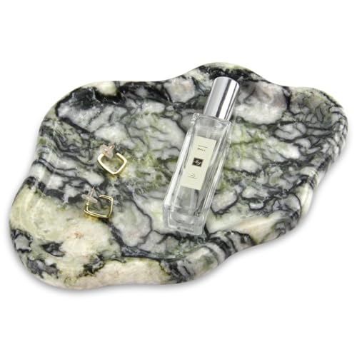 Cloud Marble Bathroom Vanity Tray, Natural Luxury Marble Home Kitchen Bathroom Table Tray, Stone Decorative Countertop Serving Trays for Coffee Perfume Jewelry Makeup (Green Emerald) - color: Green Emerald