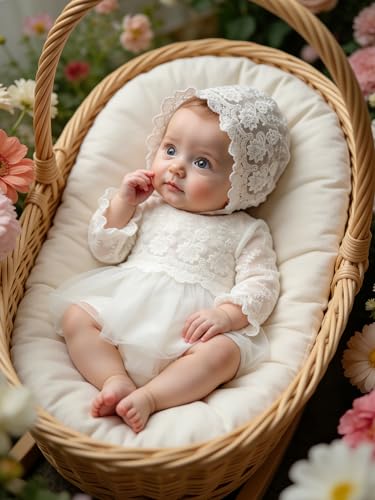 Ylsteed Newborn Photography Outfits Girls Newborn Photography Props Baby Girls Lace Romper with Tulle Skirt Infant Photo Shoot Outfits Photo Props - color: 2699-White