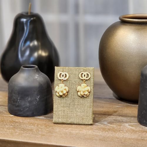 MOOCA 6 Pcs Natural Linen Earring Display Stand Necklace, Pendant Jewelry Organizer Display Holder for Earring, Pendant, Necklace Stand for Showcase, Linen, 2 1/4 W x 1 1/2 D x 3 1/2 H in - color: Natural Linen
