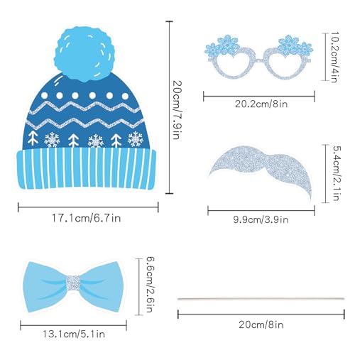 Winter Photo Booth Props 40 Pcs Snowflake Photo Booth Props Kit Large Photography Party Decor Holiday Winter Wonderland Party Decorations for Winter Holiday Christmas Party Supplies