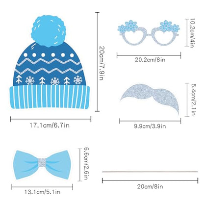Winter Photo Booth Props 40 Pcs Snowflake Photo Booth Props Kit Large Photography Party Decor Holiday Winter Wonderland Party Decorations for Winter Holiday Christmas Party Supplies